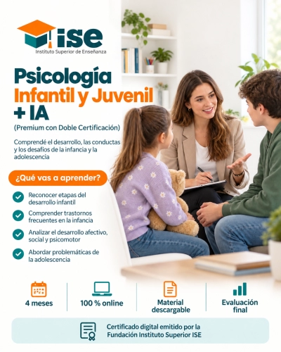 Psicología Infantil y Juvenil + IA (Premium con Doble Certificación)