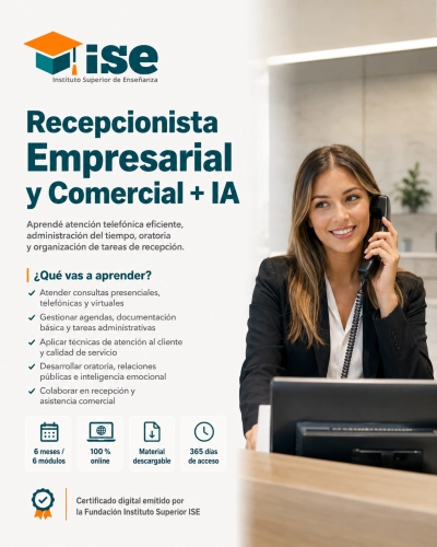 Recepcionista Empresarial y Comercial + IA