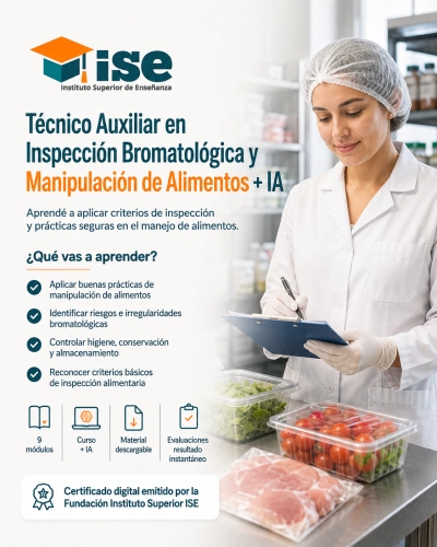 Técnico Auxiliar en Inspección Bromatológica y Manipulación de Alimentos + IA