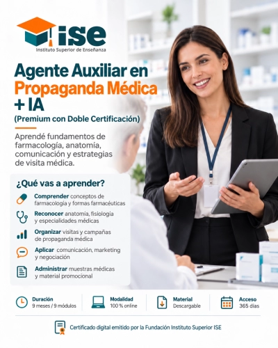 Agente Auxiliar en Propaganda Médica + IA (Premium con Doble Certificación)