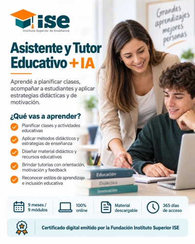 Asistente y Tutor Educativo + IA (Premium con Doble Certificación)