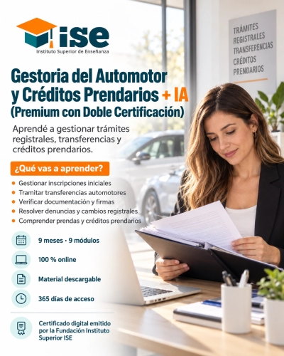 Gestoria del Automotor y Créditos Prendarios + IA (Premium con Doble Certificación)