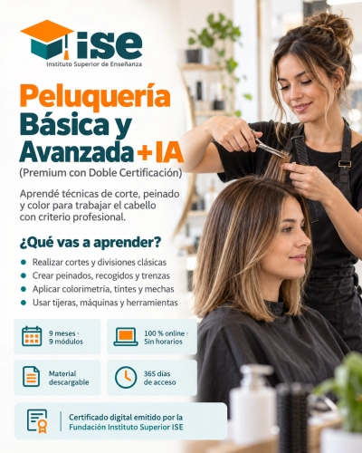 Peluquería Básica y Avanzada + IA (Premium con Doble Certificación)