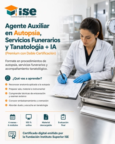 Agente Auxiliar en Autopsia, Servicios  Funerarios y Tanatología + IA (Premium con Doble Certificación)