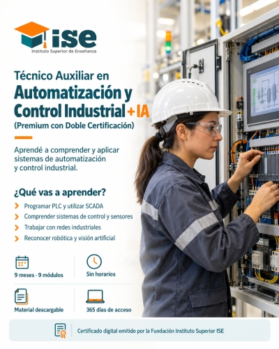 Técnico Auxiliar en Automatización y Control Industrial + IA (Premium con Doble Certificación)