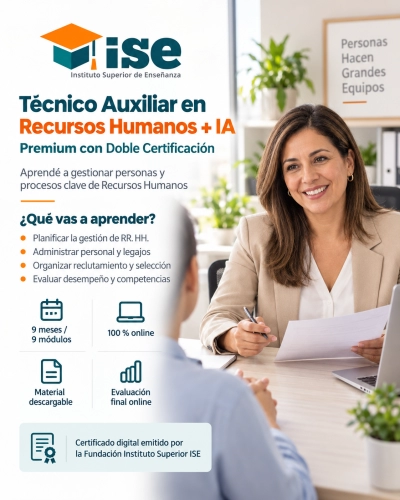 Técnico Auxiliar en Recursos Humanos + IA (Premium con Doble Certificación)