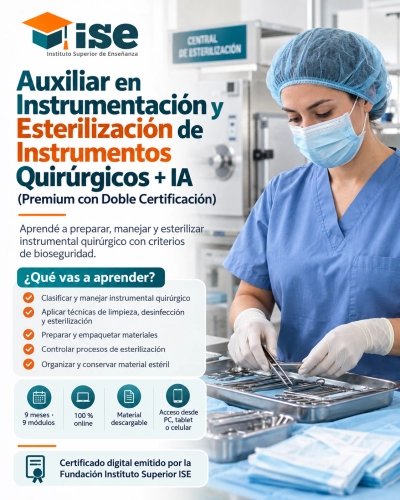 Auxiliar en Instrumentación y Esterilización de Instrumentos Quirúrgicos + IA (Premium con Doble Certificación)