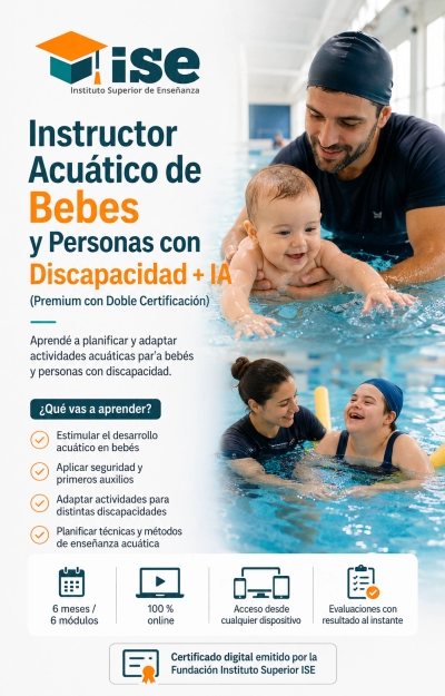 Instructor Acuático de Bebes y Personas con Discapacidad + IA (Premium con Doble Certificación)