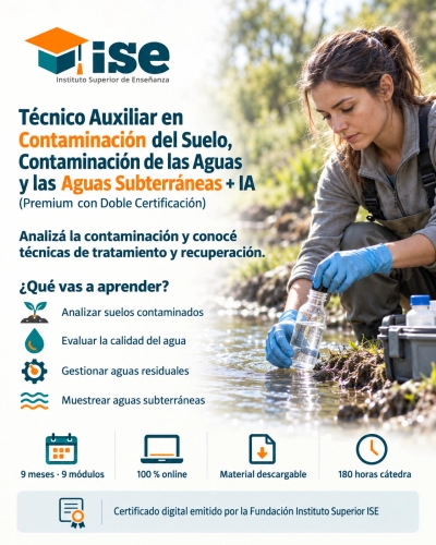 Técnico Auxiliar en Contaminación del Suelo, Contaminación de las Aguas y las Aguas Subterráneas + IA (Premium con Doble Certificación)