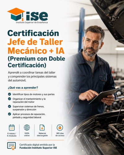 Certificación Jefe de Taller Mecánico + IA (Premium con Doble Certificación)