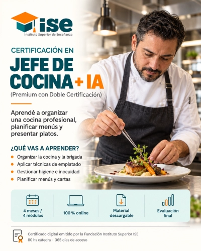 Certificación en Jefe de Cocina + IA (Premium con Doble Certificación)