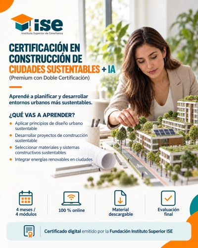 Certificación en Construcción de Ciudades Sustentables + IA (Premium con Doble Certificación)