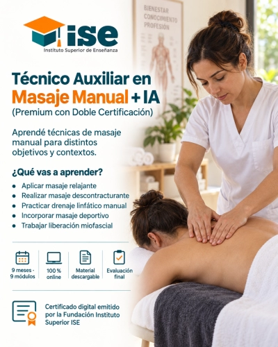 Técnico Auxiliar en Masaje Manual + IA (Premium con Doble Certificación)