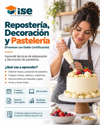Repostería, Decoración y Pastelería + IA (Premium con Doble Certificación)