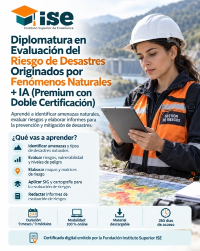 Diplomatura en Evaluación del Riesgo de Desastres Originados por Fenómenos Naturales + IA (Premium con Doble Certificación)