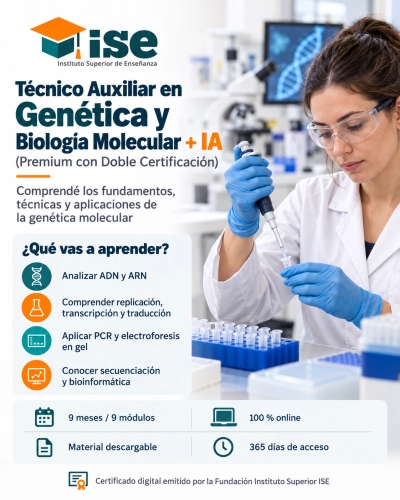 Técnico Auxiliar en Genética y Biología Molecular + IA (Premium con Doble Certificación)