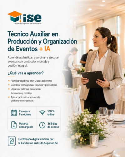 Técnico Auxiliar en Producción y Organización de Eventos + IA