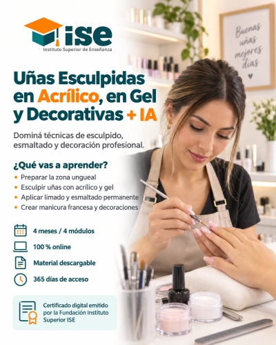 Uñas Esculpidas en Acrílico, en Gel y Decorativas + IA