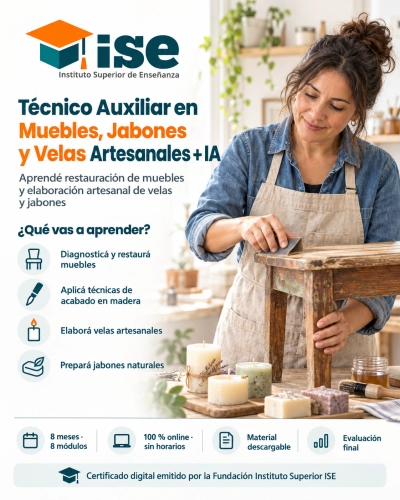 Técnico Auxiliar en Muebles, Jabones y Velas Artesanales + IA