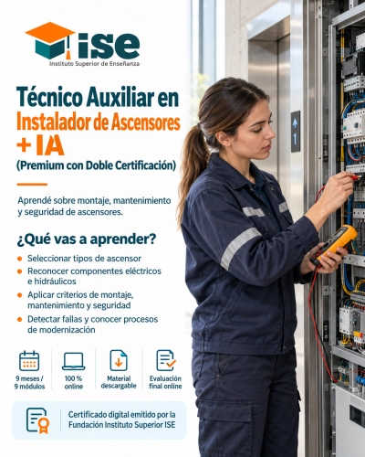 Técnico Auxiliar en Instalador de Ascensores + IA (Premium con Doble Certificación)