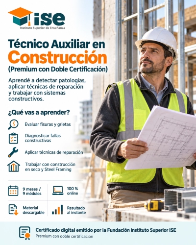 Técnico Auxiliar en Construcción de Acabados Arquitectónicos + IA (Premium con Doble Certificación)