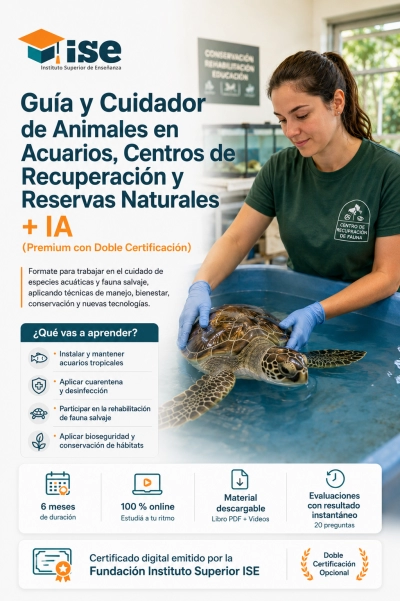 Guía y Cuidador de Animales en Acuarios, Centros de Recuperación y Reservas Naturales + IA (Premium con Doble Certificación)