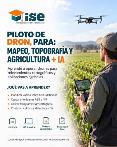 Piloto de Dron, para: Mapeo, topografía y agricultura + IA