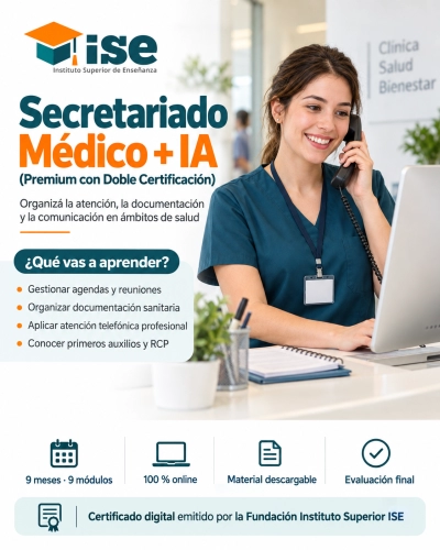Secretariado Médico + IA (Premium con Doble Certificación)