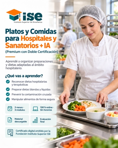 Platos y Comidas para Hospitales y Sanatorios + IA (Premium con Doble Certificación)