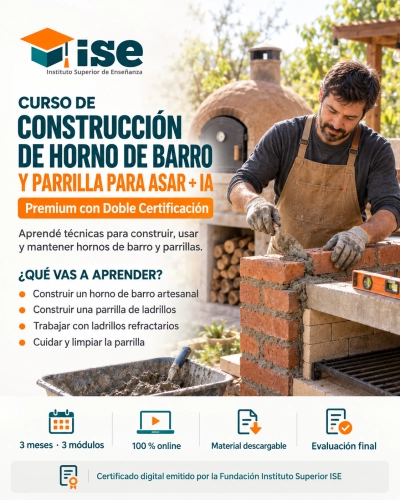 Curso de Construcción de Horno de Barro y Parrilla para Asar + IA (Premium con Doble Certificación)