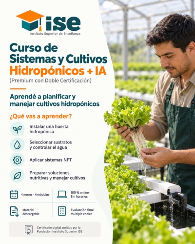 Curso de Sistemas y Cultivos Hidropónicos + IA (Premium con Doble Certificación)
