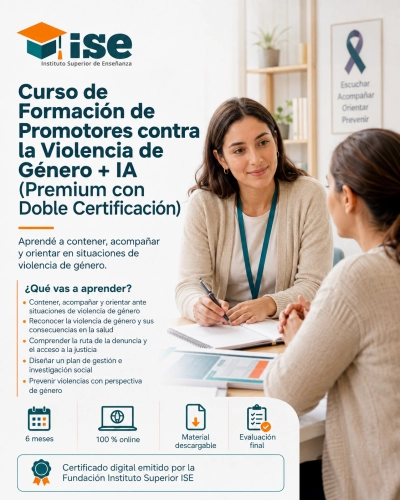 Curso de Formación de Promotores contra la Violencia de Género + IA (Premium con Doble Certificación)