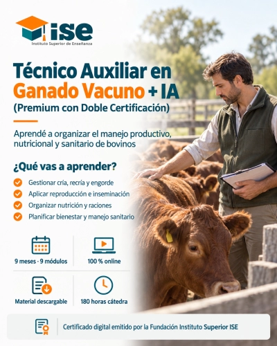 Técnico Auxiliar en Ganado Vacuno + IA (Premium con Doble Certificación)