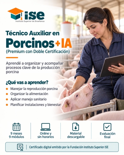 Técnico Auxiliar en Porcinos + IA (Premium con Doble Certificación)