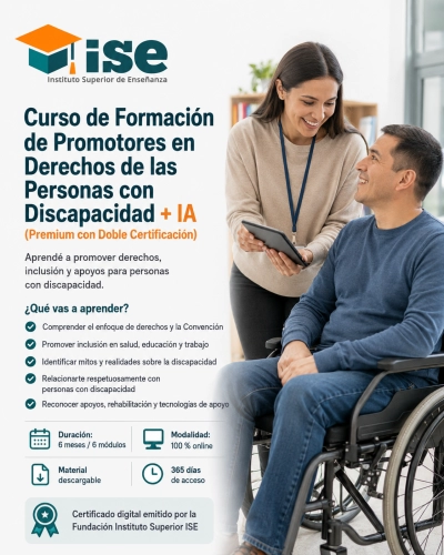 Curso de Formación de Promotores en Derechos de las Personas con Discapacidad + IA (Premium con Doble Certificación)