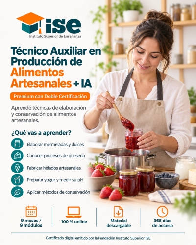 Técnico Auxiliar en Producción de Alimentos Artesanales + IA (Premium con Doble Certificación)