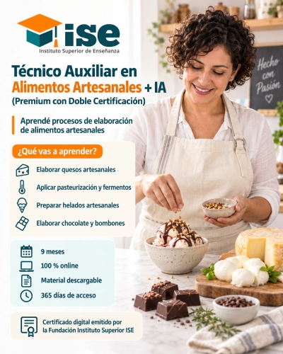 Técnico Auxiliar en Alimentos Artesanales + IA (Premium con Doble Certificación)