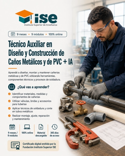 Técnico Auxiliar en Diseño y Construcción de Caños Metálicos y de PVC + IA
