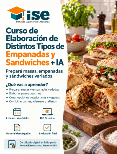 Curso de Elaboración de Distintos Tipos de Empanadas y Sandwiches + IA