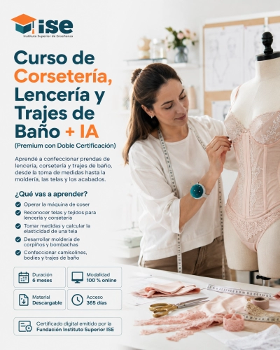 Curso de Corsetería, Lencería y Trajes de Baño + IA (Premium con Doble Certificación)