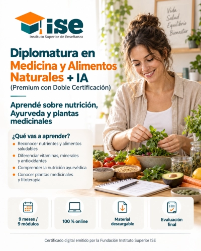 Diplomatura en Medicina y Alimentos Naturales + IA (Premium con Doble Certificación)
