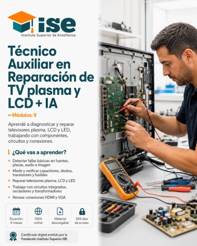 Técnico Auxiliar en Reparación de TV plasma y LCD + IA