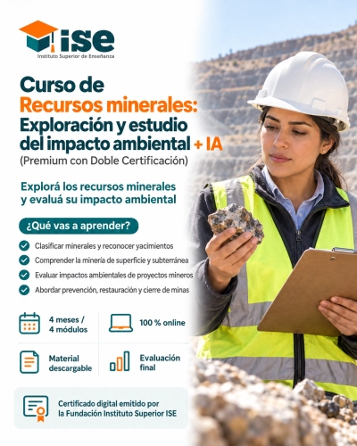 Curso de Recursos minerales: Exploración y estudio del impacto ambiental + IA (Premium con Doble Certificación)
