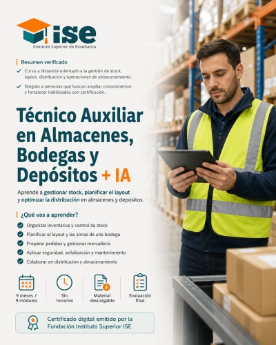 Técnico Auxiliar en Almacenes, Bodegas y Depósitos + IA