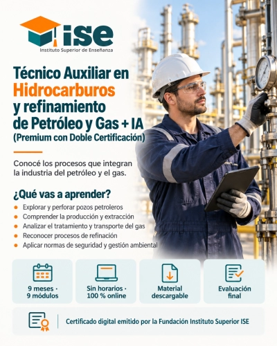 Técnico Auxiliar en Hidrocarburos y refinamiento de Petróleo y Gas + IA (Premium con Doble Certificación)