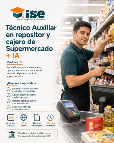 Técnico Auxiliar en repositor y cajero de Supermercado + IA