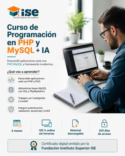 Curso de Programación en PHP y MySQL + IA (Premium con Doble Certificación)
