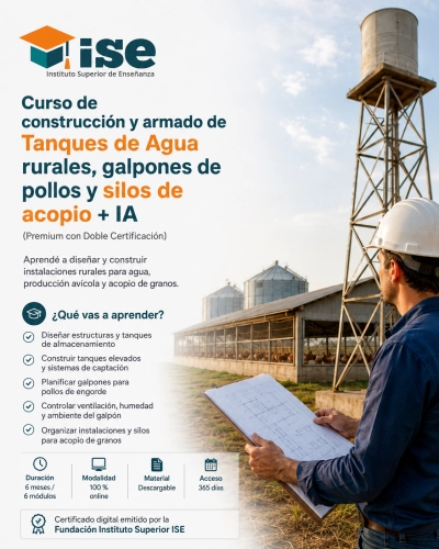 Curso de construcción y armado de Tanques de Agua rurales, galpones de pollos y silos de acopio + IA (Premium con Doble Certificación)