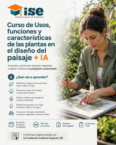 Curso de Usos, funciones y características de las plantas en el diseño del paisaje + IA