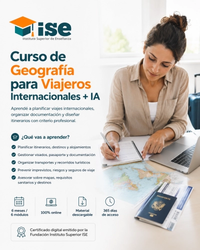 Curso de Geografía para Viajeros Internacionales + IA (Premium con Doble Certificación)